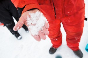 Chris holding "melt grain clusters" that suggest the onset of the melt back.
